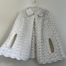 Vintage white crochet cape, no flaws to note, handmade, no tag, fits like a s/m