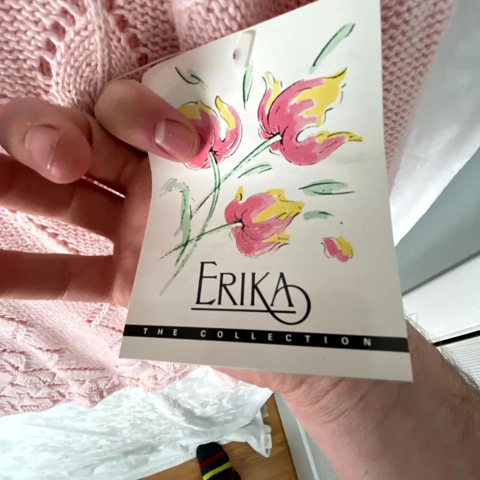 Suéter Erika Para Mujer Pequeño Rosa Crochet Tejido Algodón Informal Manga Larga Pullover Foto 3 de 4