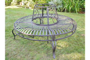 Rustic Metal Tree Bench Seating Outdoors Garden Benches Black