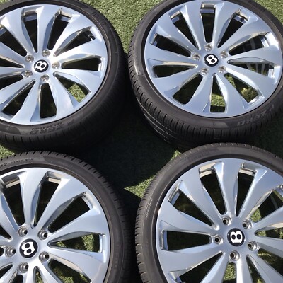 22 BENTLEY CONTINENTAL RIMS TIRES POLISHED SET OEM GENUINE