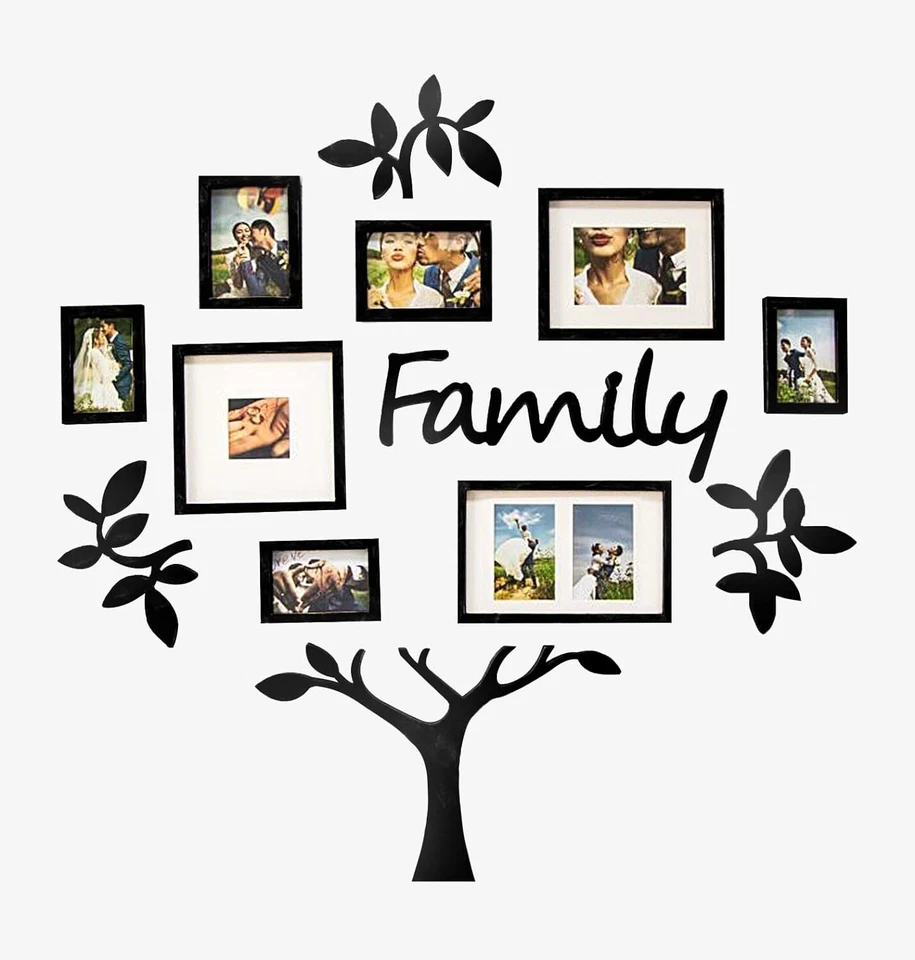 Versatile Wall-Mounted Family Tree Frame Set - Holds 9 Pictures 4x4 to 10x12 - Image 3 of 4