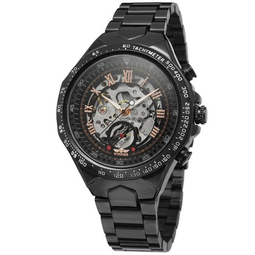 Men's Watch Luxury Automatic Mechanical Stainless Steel Watches Skeleton Gifts - Picture 7 of 36