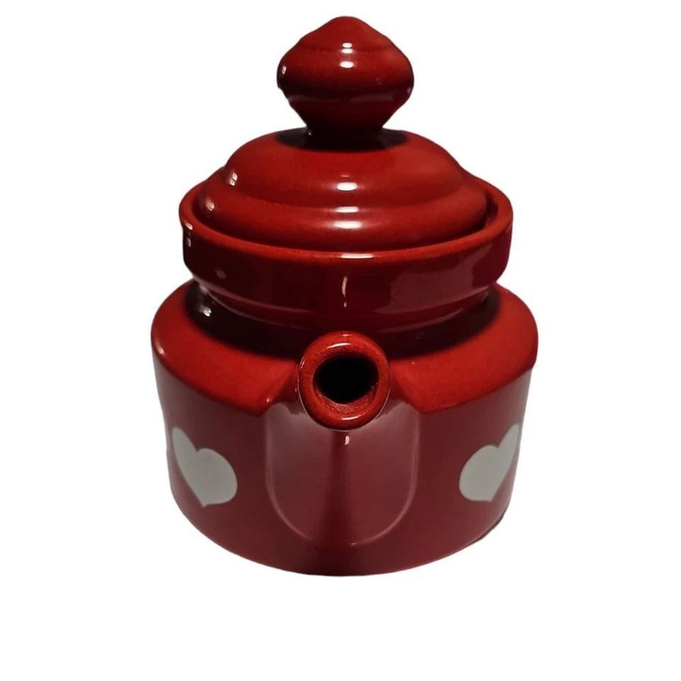 Tetera vintage Waechtersbach corazones rojos y blancos con Alemania Foto 4 de 4