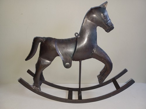 Vintage Handmade Metal 14"×12" Black Rocking Horse - Picture 7 of 9