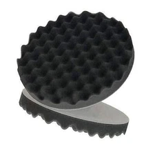 LAUCO 8" Black Waffle Final Finishing Grip Foam Polish - Hook & Loop (Pack of 2)