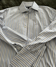Banana Republic Mens Dress Shirt 16-16 1/2 Large Striped Button Up FRENCH CUFFS