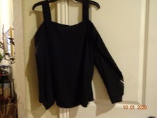 NINE WEST BLACK COLD SHOULDER TOP LARGE NEW WITH TAG