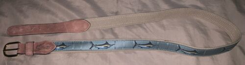 Cinturón World Wide Sportsman Cuero Grano Bordado Marlin Pescado 42 Nuevo Con Etiquetas Hecho en EE. UU. - Imagen 2 de 4