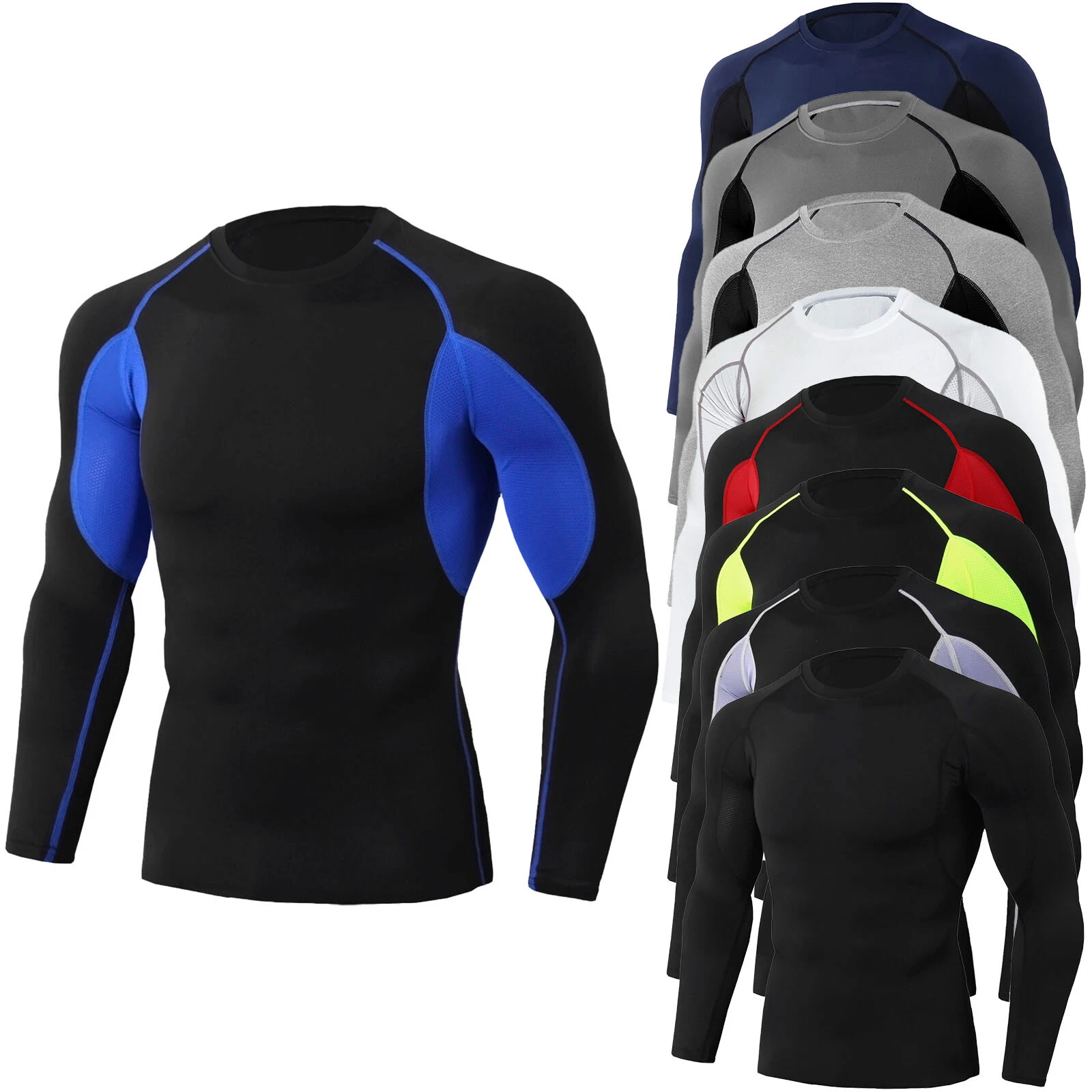 Mens T-Shirt Compression Shirts UV Sun Protection Athletic Tee Tops for Fitness