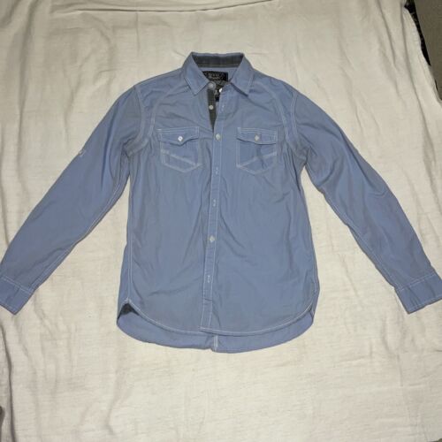 Broken Threads Shirt Mens large Button Down Long Sleeve Blue Double Stitched