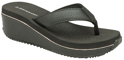 dunlop high wedge flip flops