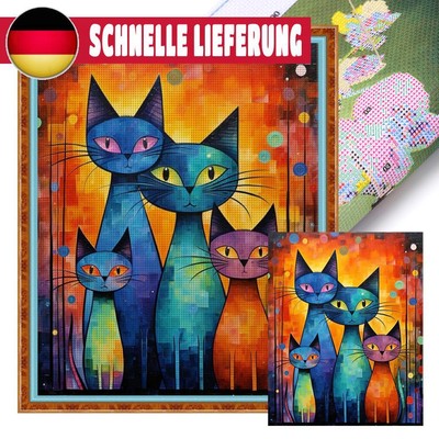 Full Embroidery Eco-cotton Thread 11CT Printed Cat Cross Stitch Kit Art 40x50cm