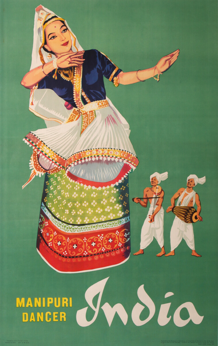 INDIA MANIPURI DANCER 1959 VINTAGE POSTER