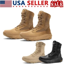 Mens Military Boots Tactical Boots 8 inches Hiking Side Zipper Work Combat Boots