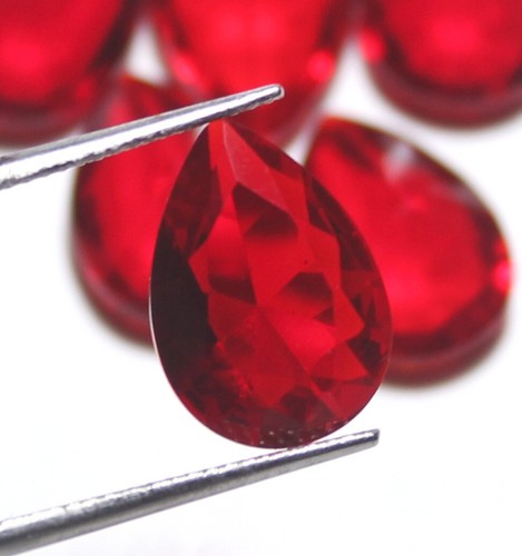 10 PCs Lab-Created Garnet Lot | Pear Shaped | Deep Red | Perfect for Jewelry - Picture 4 of 5
