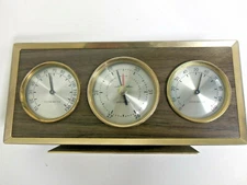 Vintage Airguide Chrome Weather Station Mid Century Thermometer Hygrometer WORKS