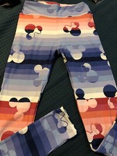 Disney LuLaRoe New OS Leggings Mickey Stripe Purple Pink Blue Cream NWT 3077