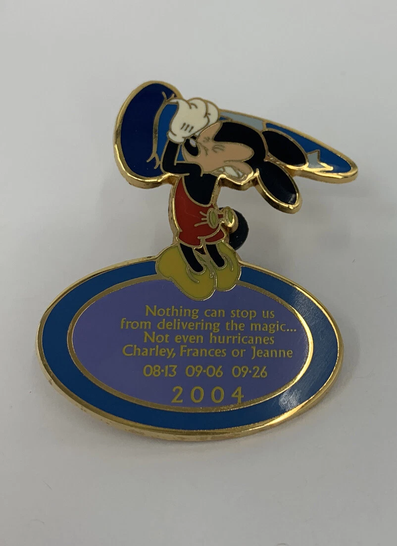 Disney 2004 Cast Hurricane Appreciation Socerer Hat Mickey Mouse Thank You Pin