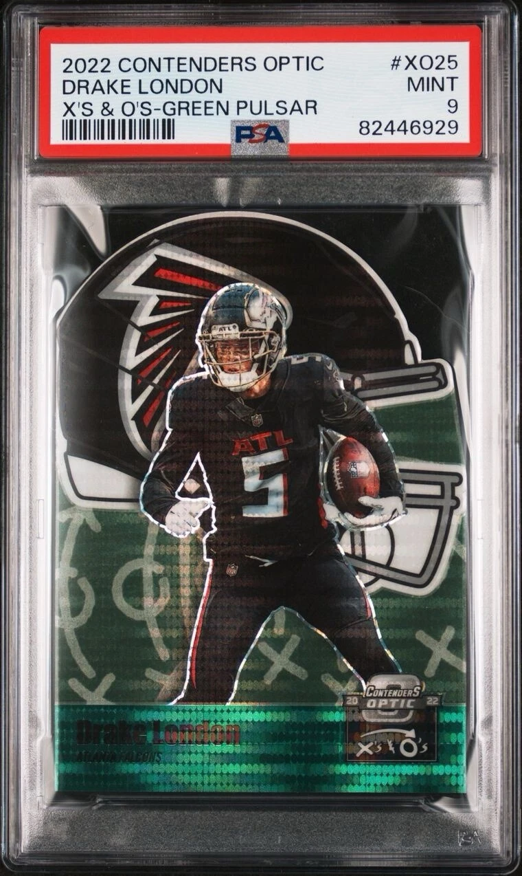 Drake London Panini Contenders Optic X's & O's #XO25 Green Pulsar