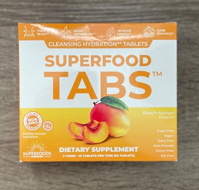 SKINNYTABS * Peach Mango * Detox Superfoods Tabs * 30 Servings * Skinny Tabs