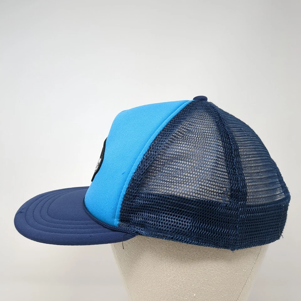 Chapéu caminhoneiro VANS Off The Wall Snapback azul tamanho único ajustável malha corda traseira - Imagem 3 de 4