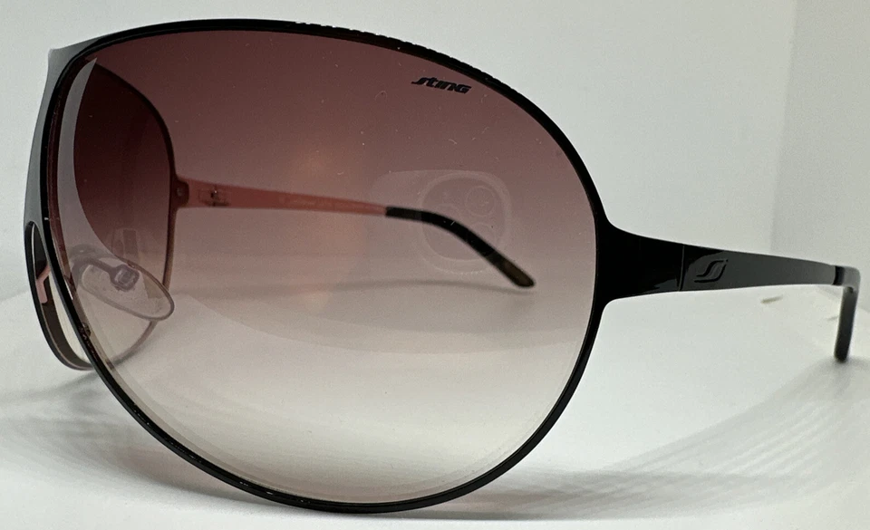 Vintage STING De Rigo 4668 Shield Sunglasses Italy Shades Black/ Pink Inner RARE - Image 3 of 4