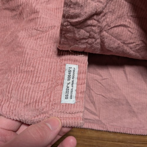 H&M Button Up Corduroy Shirt Men’s Medium M Long Sleeves Pink Collared Casual - Picture 6 of 10