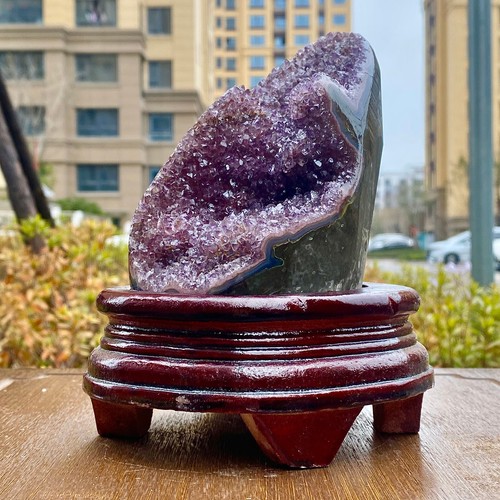 2.53LB Natural Uruguayan Amethyst Quartz Cave Geode Crystal Healing+base - 第 16/16 張圖片
