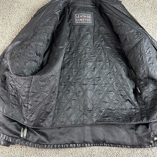 Leather Limited Jacket Mens Small Black Lined Leather Full Zip Outdoors Coat - Picture 5 of 18