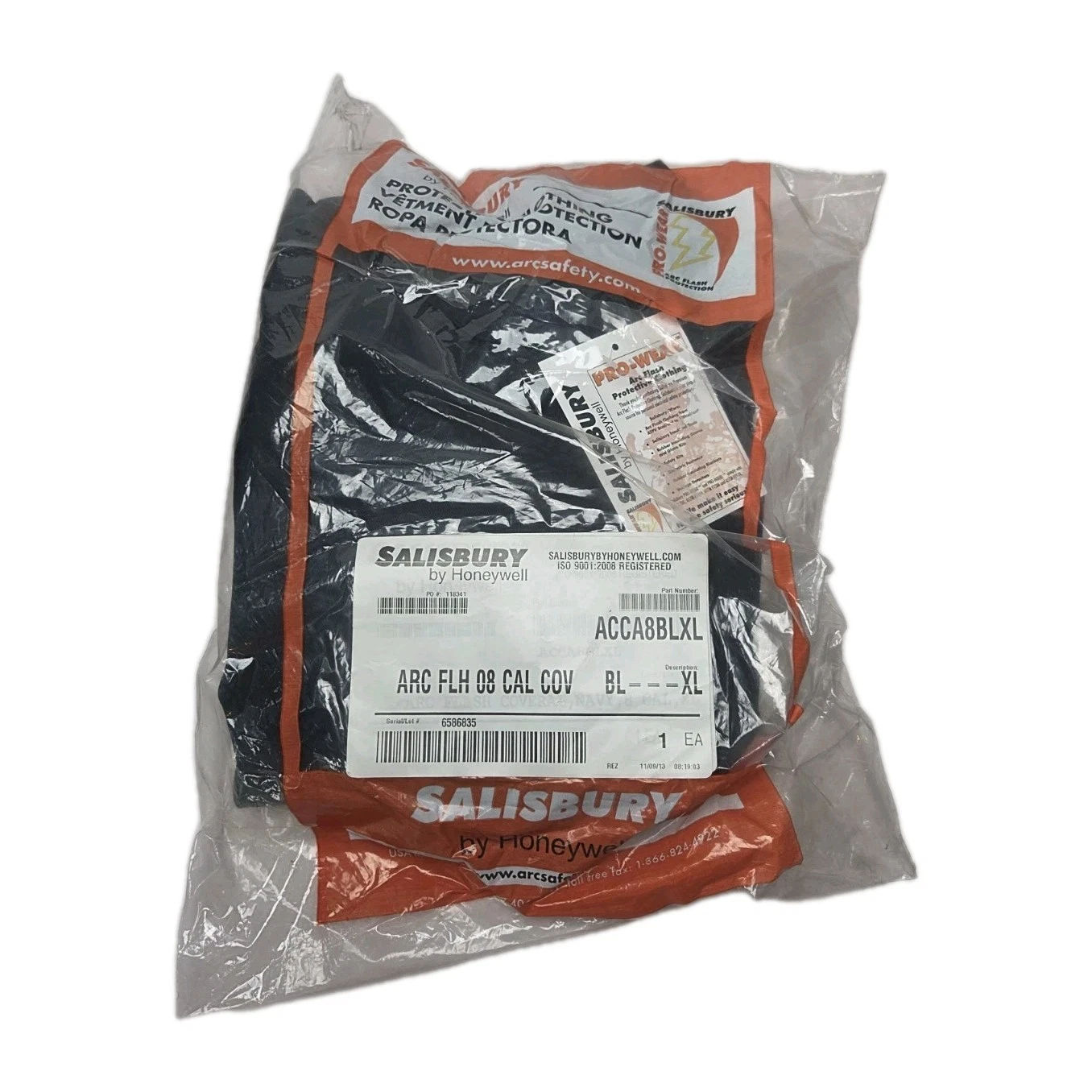 Honeywell Salisbury Arc Flash Coveralls ACCA8BLXL 8 Cal, Black,  Size. Xl new image 1