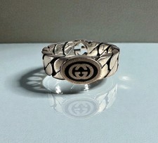 NIB Gucci Sterling Silver Double Interlocking G Ring Size IT18 US8.25 Authentic