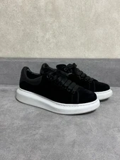 Rare Alexander McQueen Black Velvet Oversized Sneakers Shoes 553775-W4FKT 40