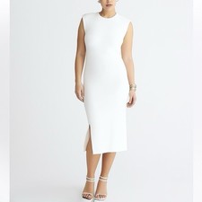 J. Crew Sweater Knit Midi Dress Size M Ribbed Front Slit Old Money Quiet Luxury