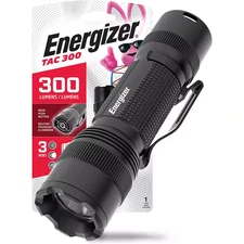Energizer TAC 300 LED Tactical Metal Flashlight IPX4 Rated Body 300 Lumens