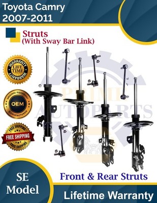 New OE Front & Rear Strut W/Sway Bar Links For 2007-2011 Toyota Camry 9 Yr Warr.