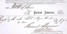 1859 Portland Advertiser Dealer Billhead Receipt PORTLAND MAINE