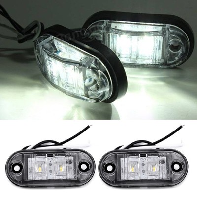 LED 2 Stück weiße Seitenmarkierungsleuchten super Umrissleuchte Anhänger Wohnwagen Rück