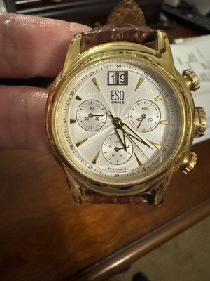 ESQ Swiss Made by Movado Chronograph E5299 Stainless Steel Gold Tone 