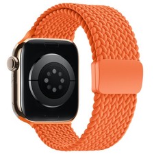 Apple Watch Band 38mm 40mm 41mm 42mm Braided Stretchy Orange Adjustable 44mm