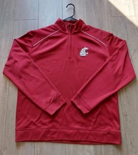 Washington State Cougars Cutter & Buck Mens WeatherTec pullover Red 1/4 Zip - LG