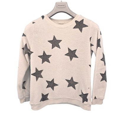 Primark Sweatshirt Damen Weiß Schwarz Sterne Fleece Gr. 38-40