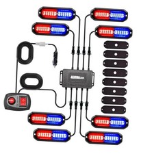 8pcs Led Strobe Lights 12v Sync Feature Red Blue 12led Emergency Red Blue 8pcs Led Strobe Lights 12v Sync Feature Red Blue 12led Emergency Red Blue