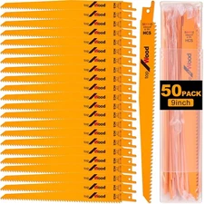 Lothee 50 Pack 6tpi Reciprocating Saw Blade Bulk Taper-Back Bi-Metal Saw Blades 