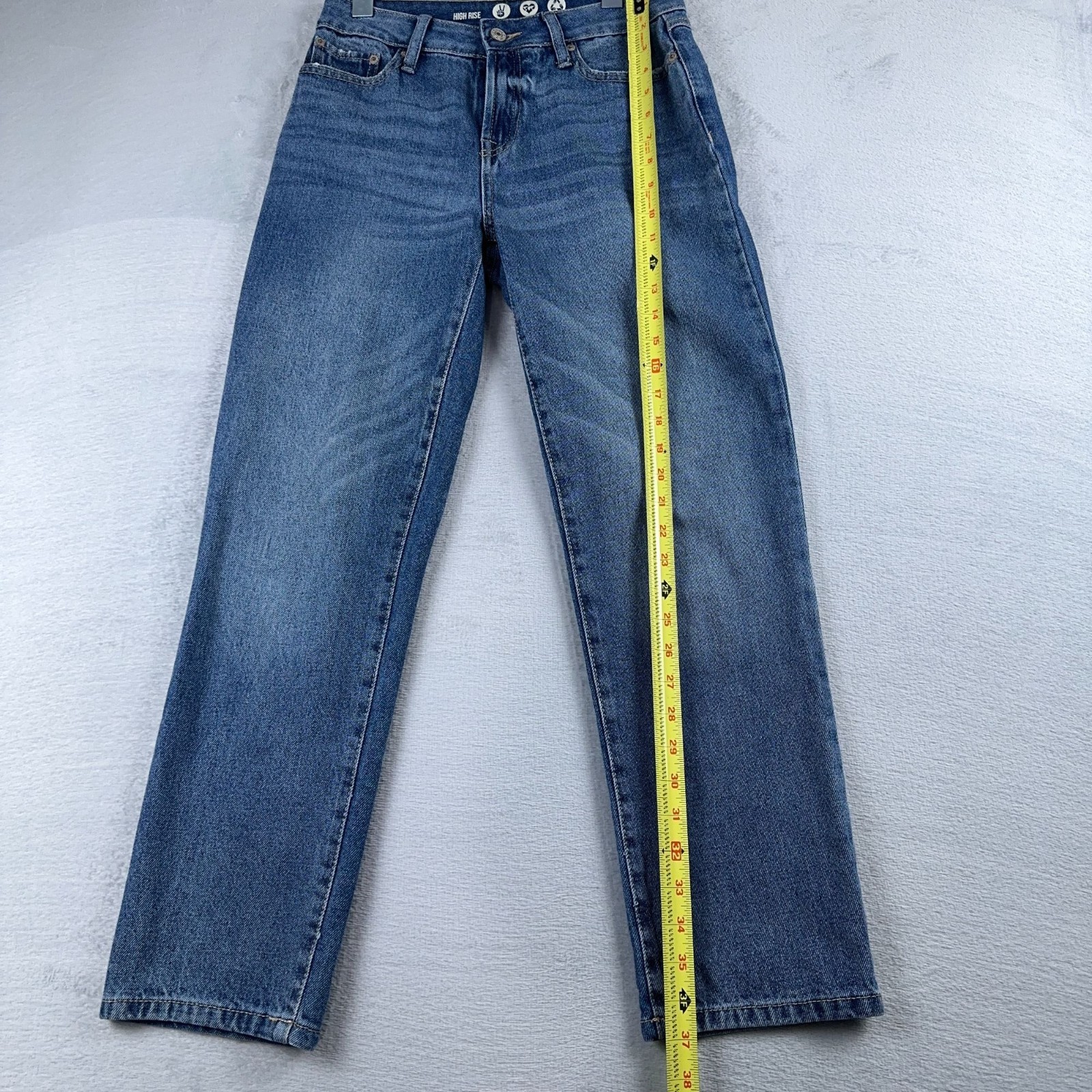 Peace Love Eco by Rewash Jeans High Rise Straight Legs Denim Womens Blue SZ 1/25