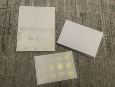 Thank You Card Pack of 24 Gold  White with Envelopes  Matching Stickers