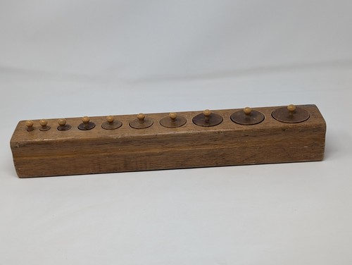 Montessori Knobbed Cylinder Blocks Set Wood Toys Fine Motor Skills Homeschool