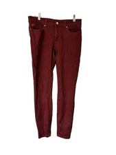 Ivanka Trump Burgundy Skinny Jeans Size 6 Mid Rise Ankle Sculpting Denim Pants