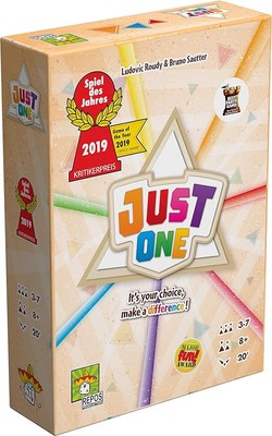 Repos Production , Just One Party Game , Ages 8+ , 3-7 Players , 20 Minute Pla