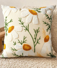 Embroidered Throw Pillow Cover - 18X18 Decorative Pillow Cover with Zipper Aesth
