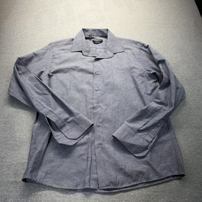 Yves Enzo Paris Comfort Blue Micro Print Button Up Men's M